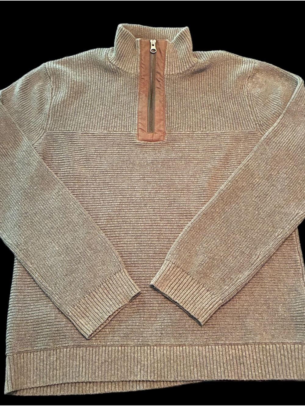 Toad&Co Men's Emmit Quarter Zip Cotton Sweater, brown, medium